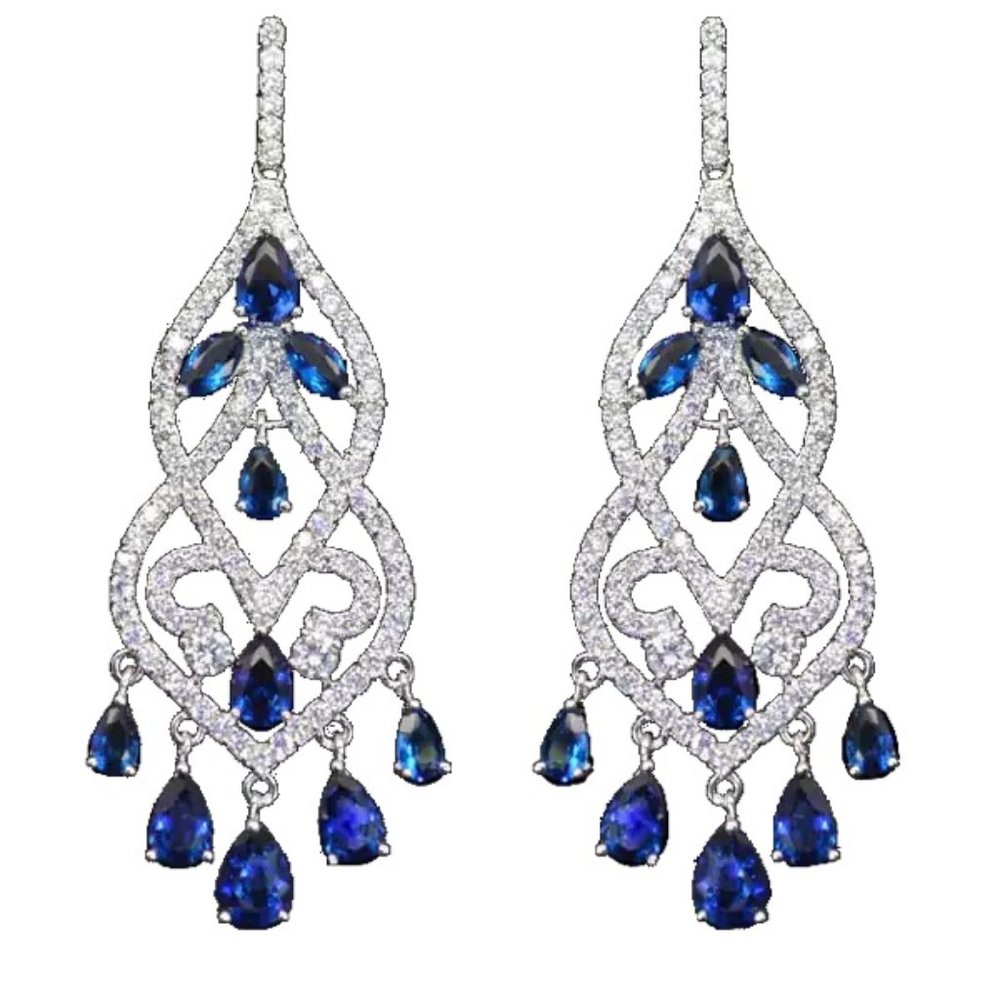 Silver Chandelier Lab Created Sapphire - Blue